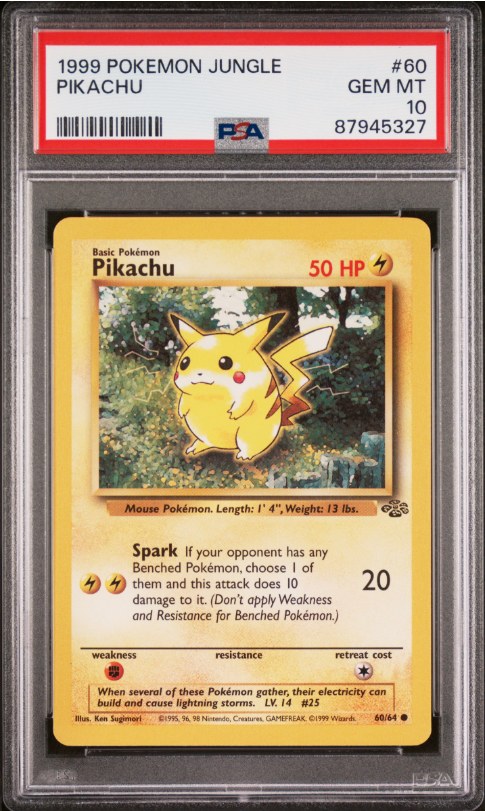 PSA 10 1999 Jungle Pikachu, a real graded slab